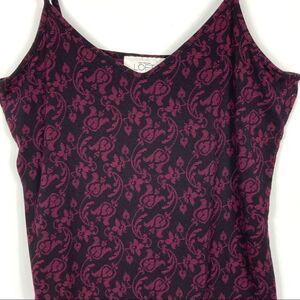 Ann Taylor Loft Black and Maroon Floral Tank Top Size Small